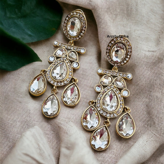 Crystal White Dangler Earrings