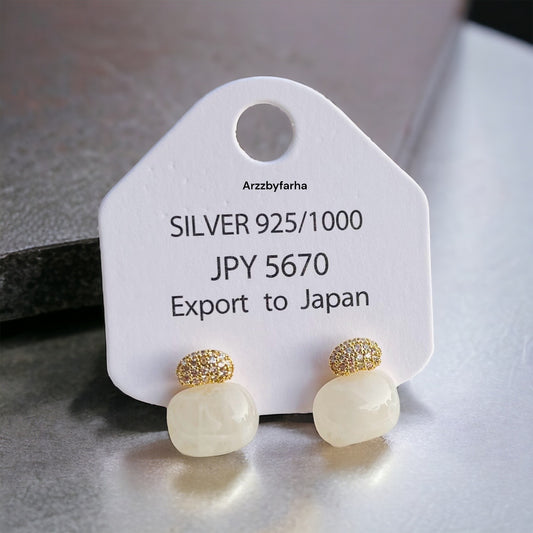 White Pearl & AD Small Earrings