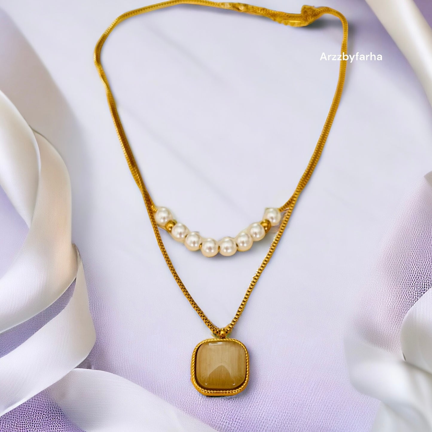 Milky White Stone Pearl Layered Necklace