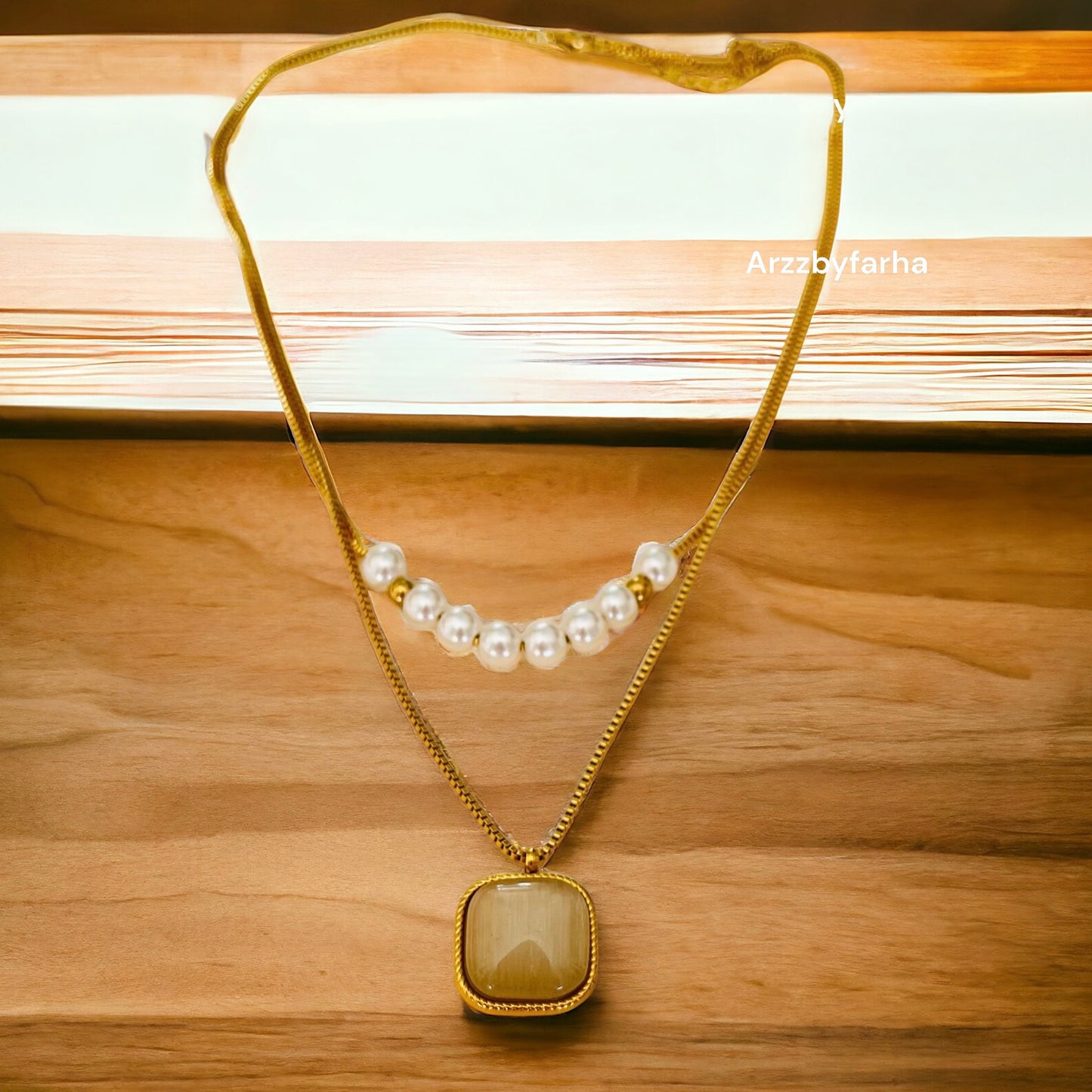 Milky White Stone Pearl Layered Necklace