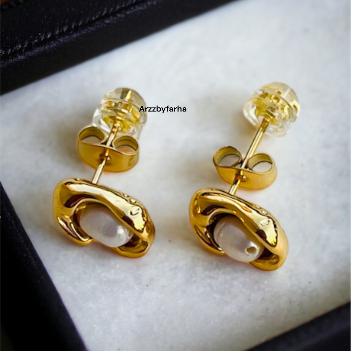 Gold Fresh Water Pearl Earrings