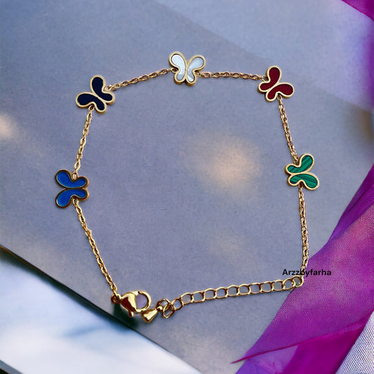 Multicolor Butterfly Charm Bracelet