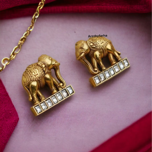 Dual Tone Elephant Studs Earring