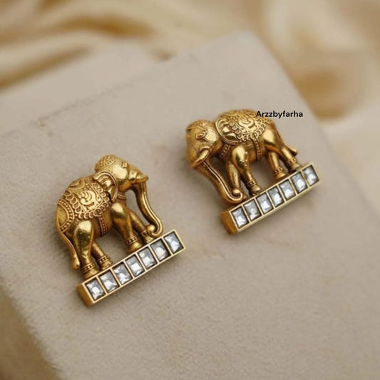 Dual Tone Elephant Studs Earring