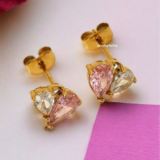 Luxe Pink Crystal Stone Earrings
