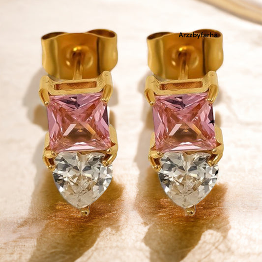 Luxe Pink Crystal Stone Earrings