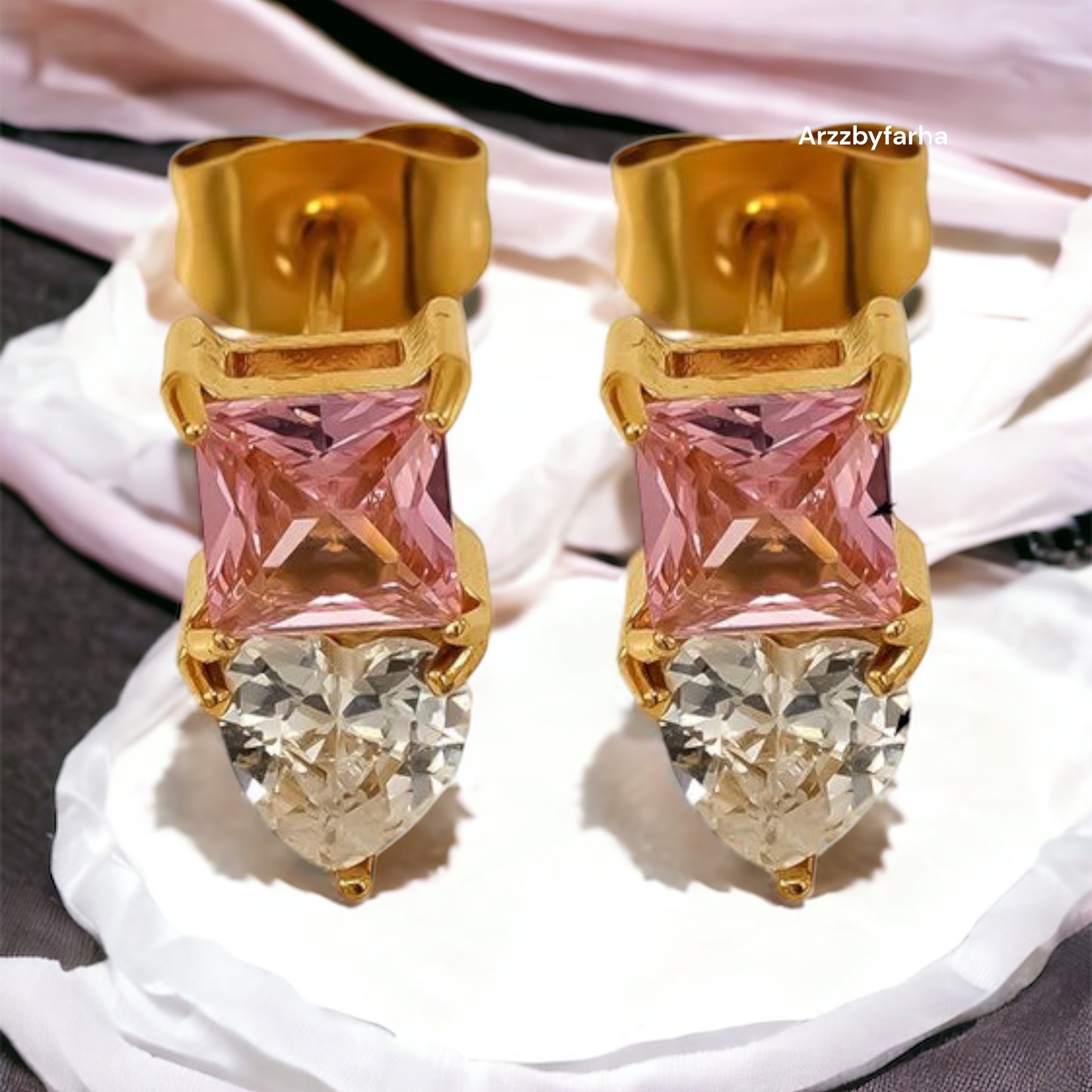 Luxe Pink Crystal Stone Earrings
