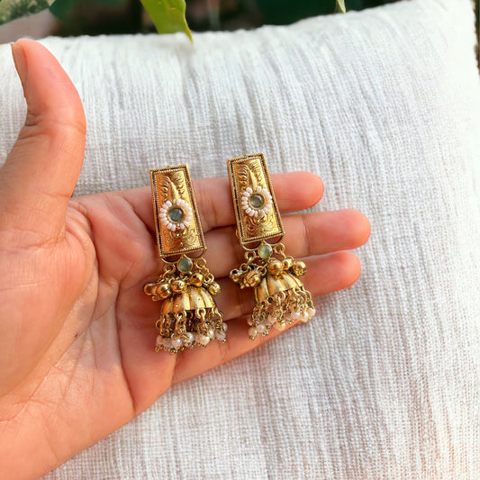 Gold Polish Pinteresty Jhumka Earrings