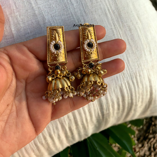 Gold Polish Pinteresty Jhumka Earrings