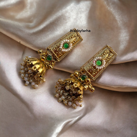 Gold Polish Pinteresty Jhumka Earrings