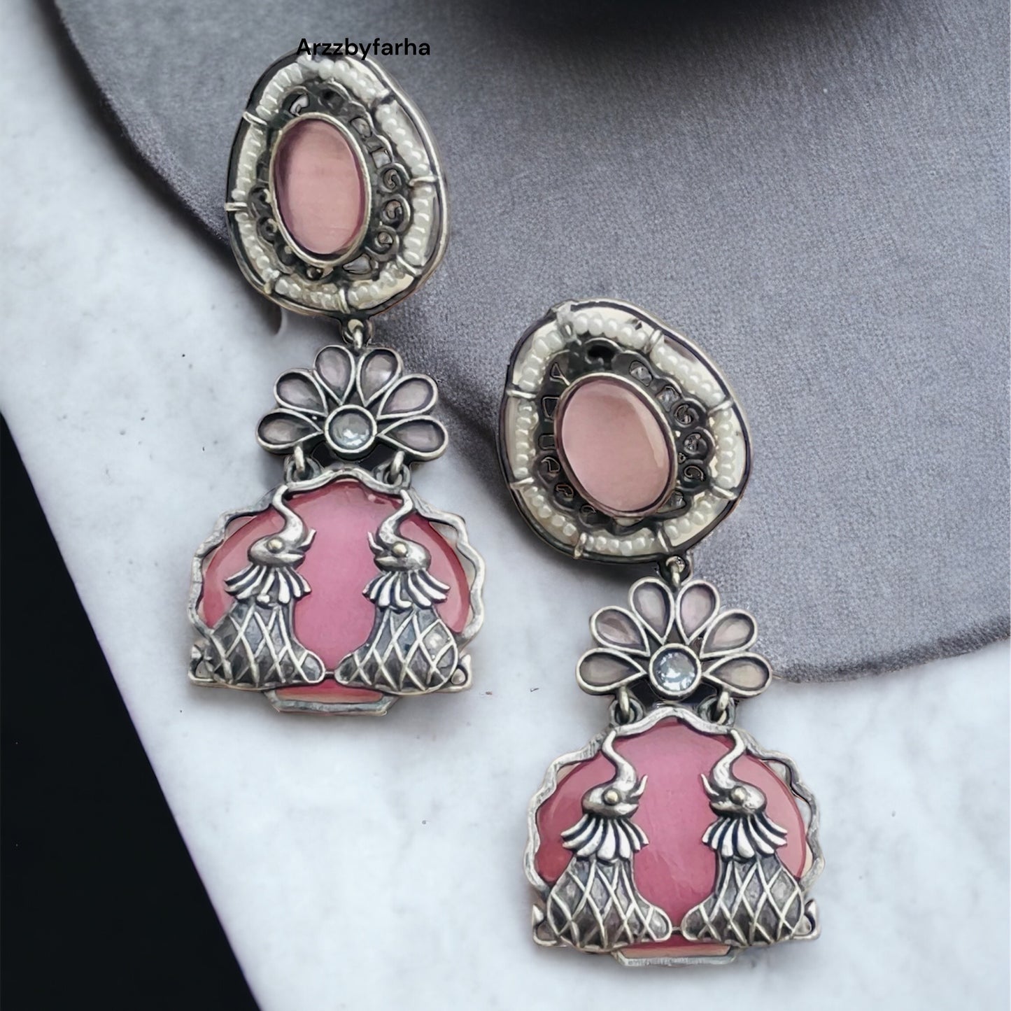 Pink MOP Silver Earrings