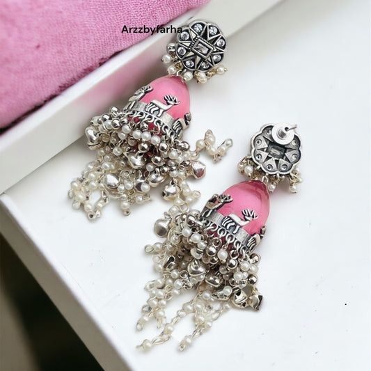 Pink Fusion Jhumka Earrings
