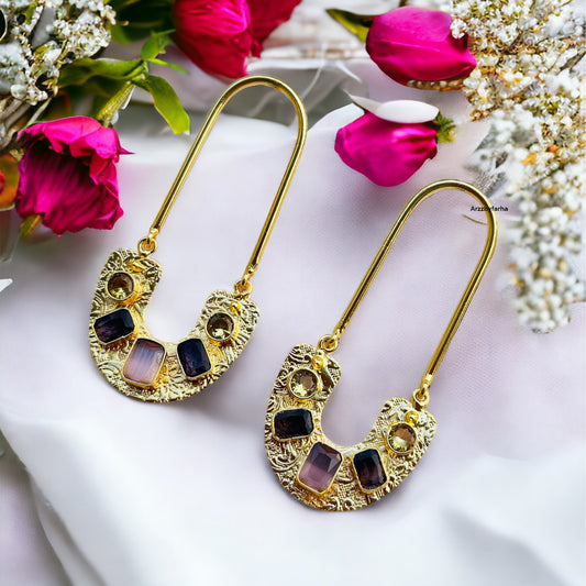 Gold Brass Drop Earrings