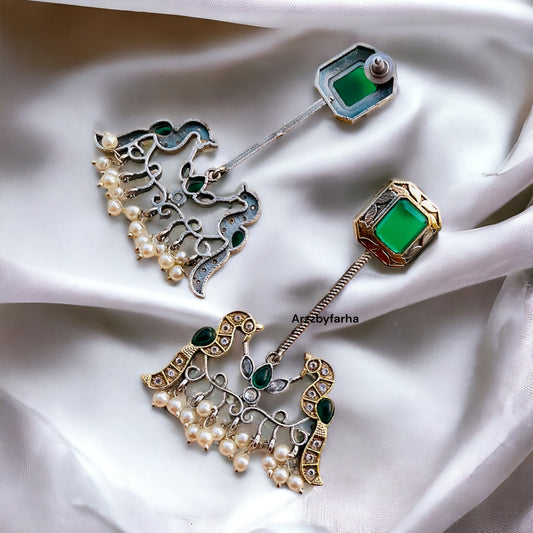 Dual Tone Bird Earrings