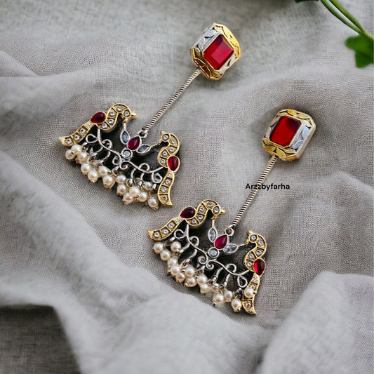 Dual Tone Bird Earrings