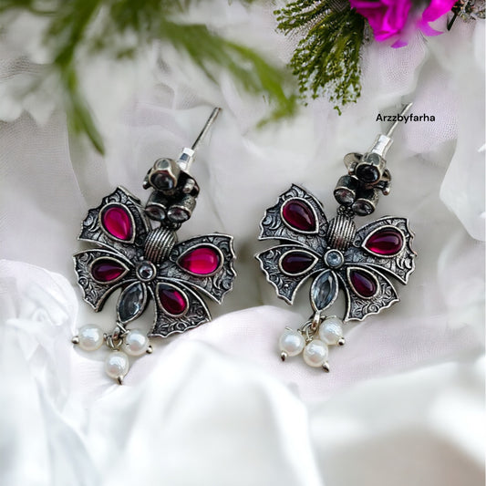 Ruby Pink Butterfly Earring