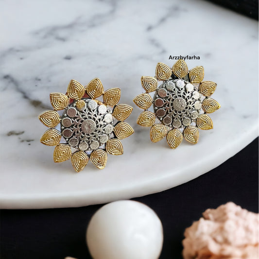 Dual Tone Studs Earrings
