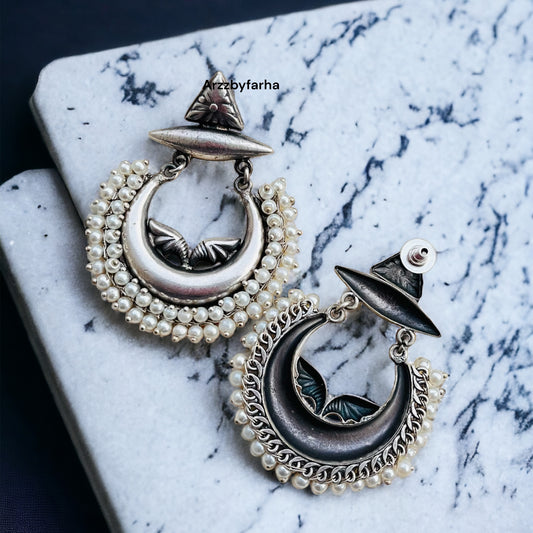 Silver Chandbali Earrings