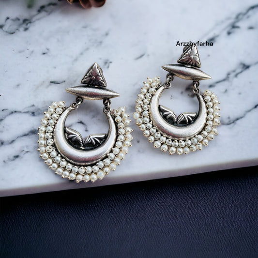 Silver Chandbali Earrings