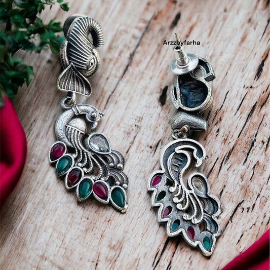 Ruby Pink & Green Stone Earring