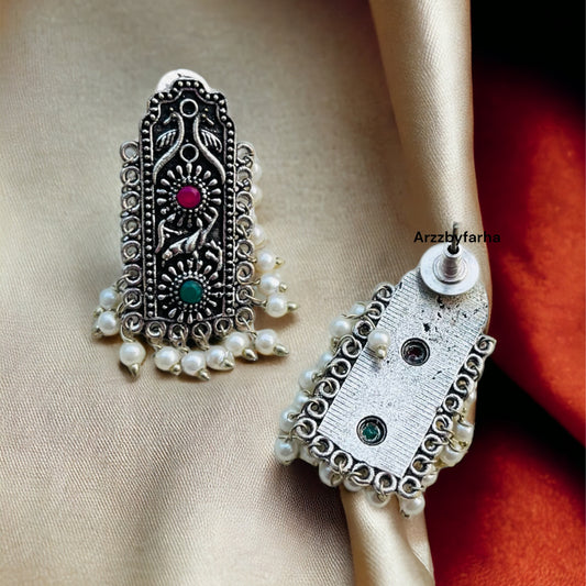 Pink & Green Stone Earring