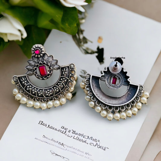 Ruby Pink Pearl Earring