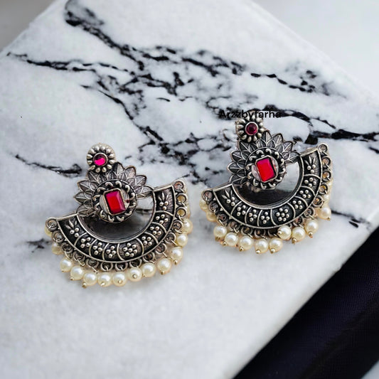Ruby Pink Pearl Earring