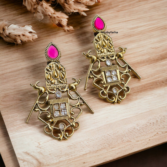 Ruby Pink Pearl Earring