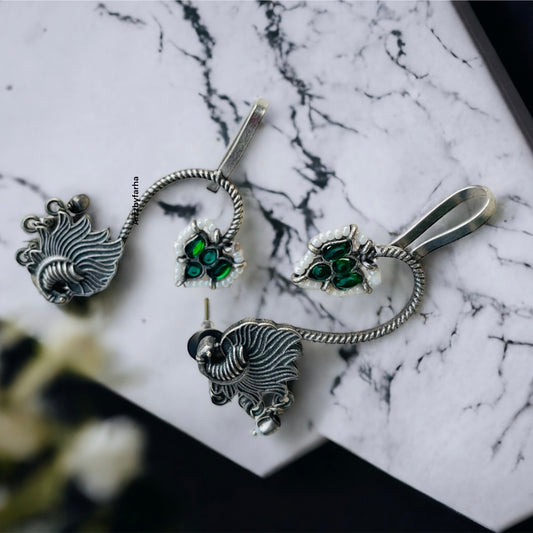 Green Stone Ear Cuffs