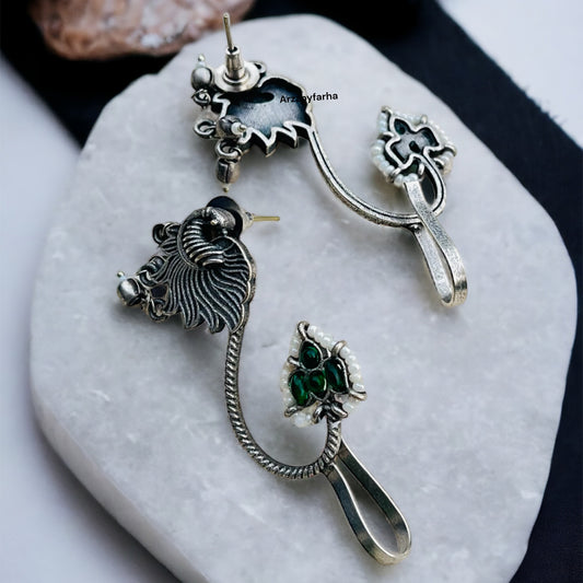 Green Stone Ear Cuffs