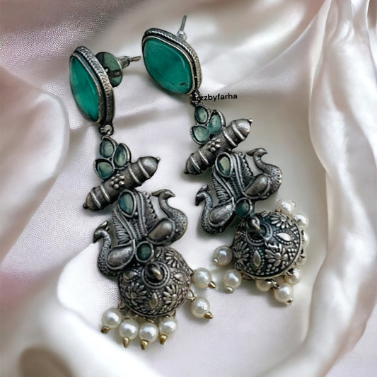 Peacock Drop Jhumki Earring