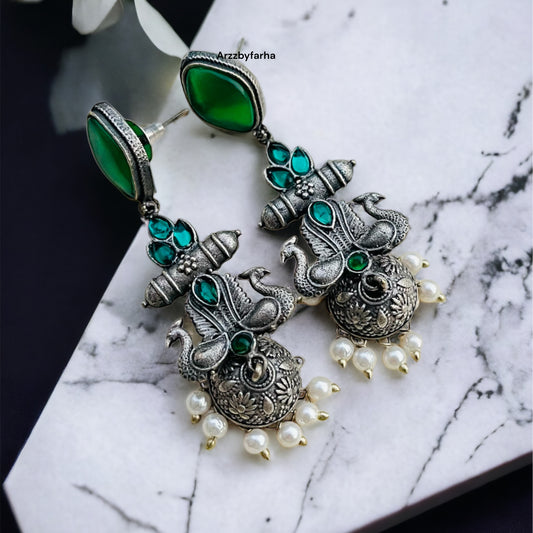 Peacock Drop Jhumki Earring