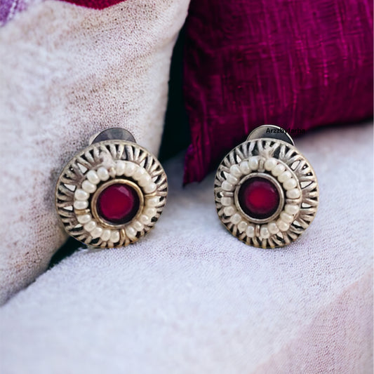 Red Stone Studs Earring