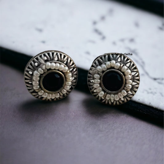 Black Stone Studs Earring