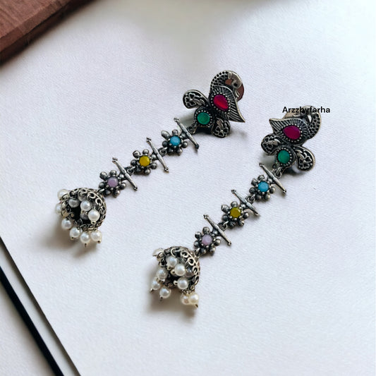 Peacock Drop Jhumki Earring