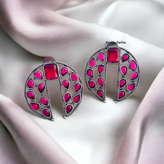 Ruby Pink Stone Studs Earring