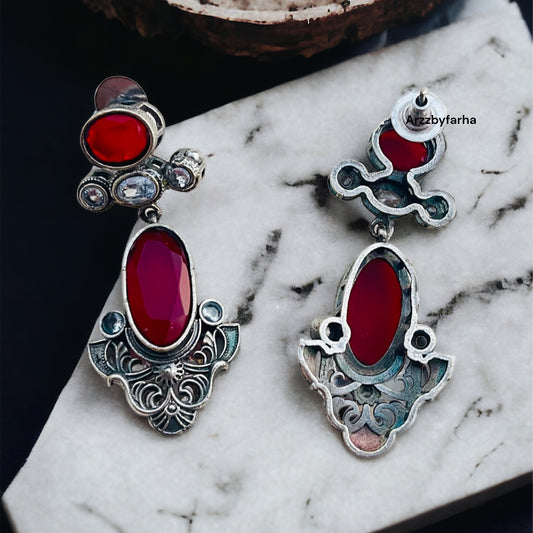 Red Stone Drop Earring