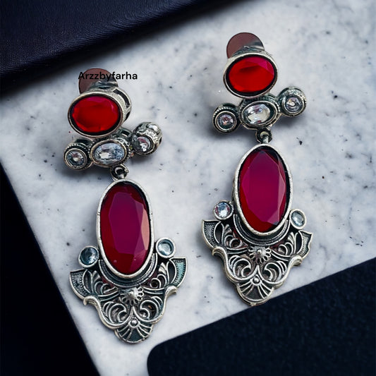 Red Stone Drop Earring