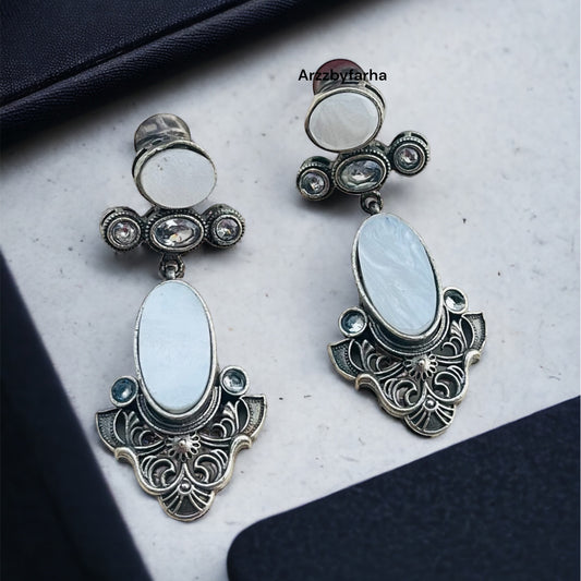 White Stone Drop Earring