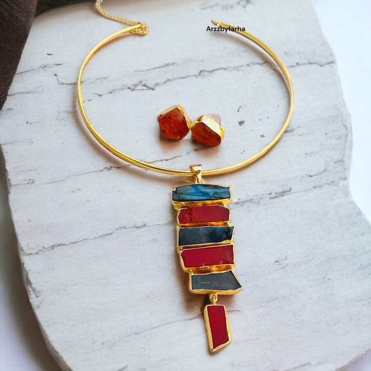 Multicolor MOP Hasli Necklace Set