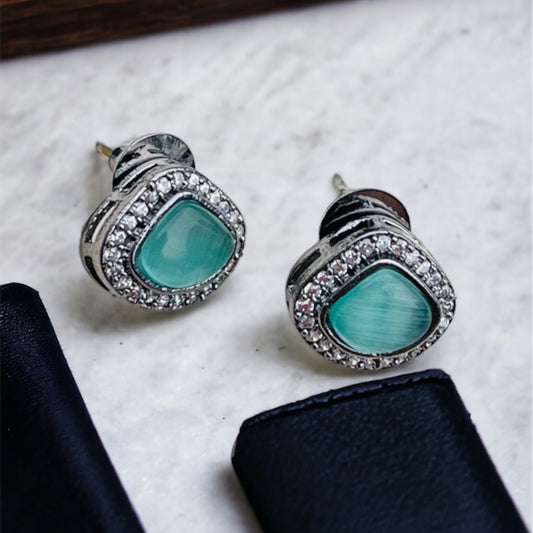 Antique Polish Sea Green Studs Earring