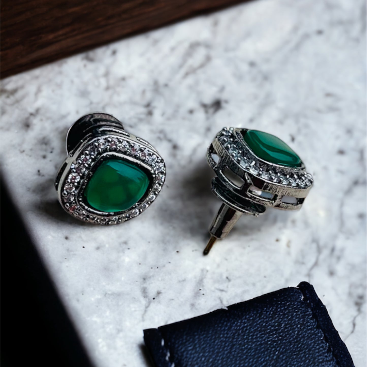 Antique Polish Green Studs Earring