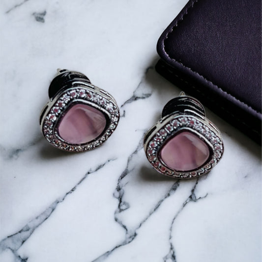 Antique Polish Pink Studs Earring