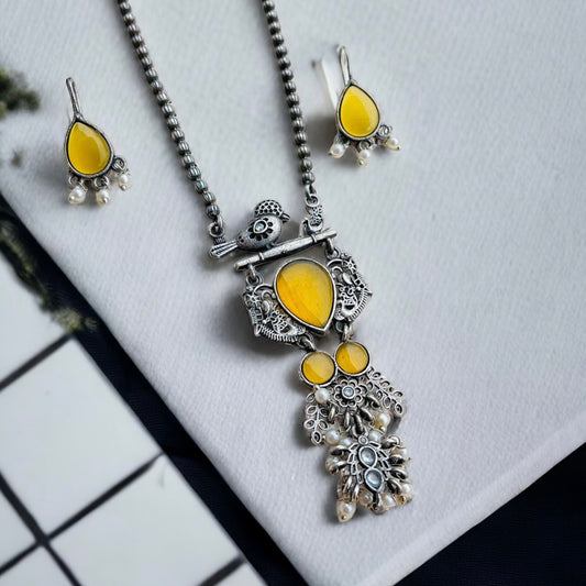Yellow Silver Necklace Set