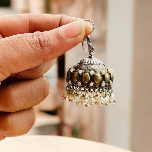 Dual Tone Classic Jhumki Earrings