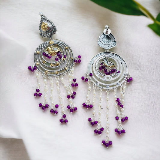 Purple Dualtone Chandbali Earrings
