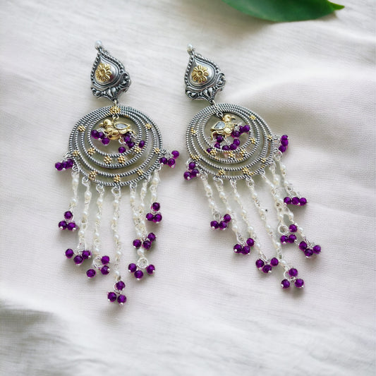 Purple Dualtone Chandbali Earrings