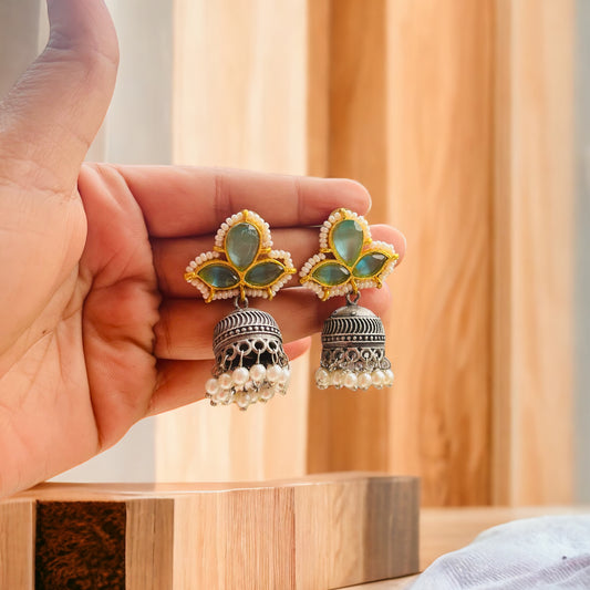 Sea Green Small Jhumki Earrings