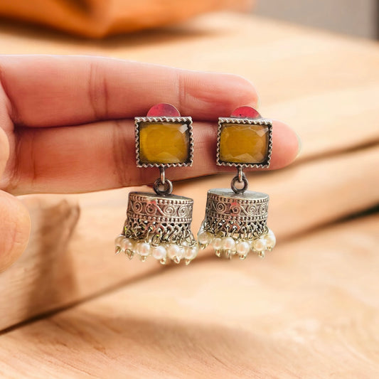 Yellow Stone Cute Jhumki Earring