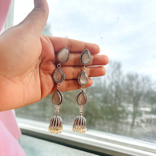 Grey Monalisa Stone Drop Earrings